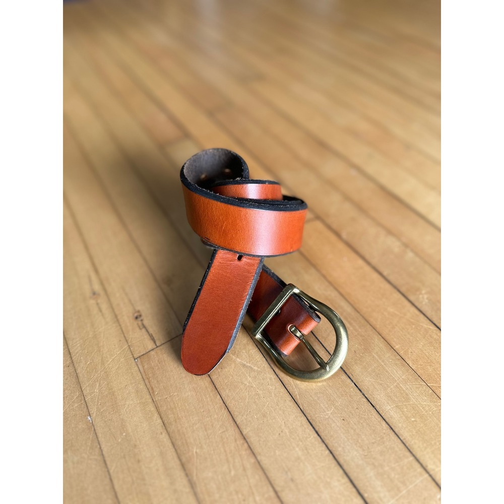 Unbranded‎ 1.5" Harness Leather Brass Buckle Brown Belt 34